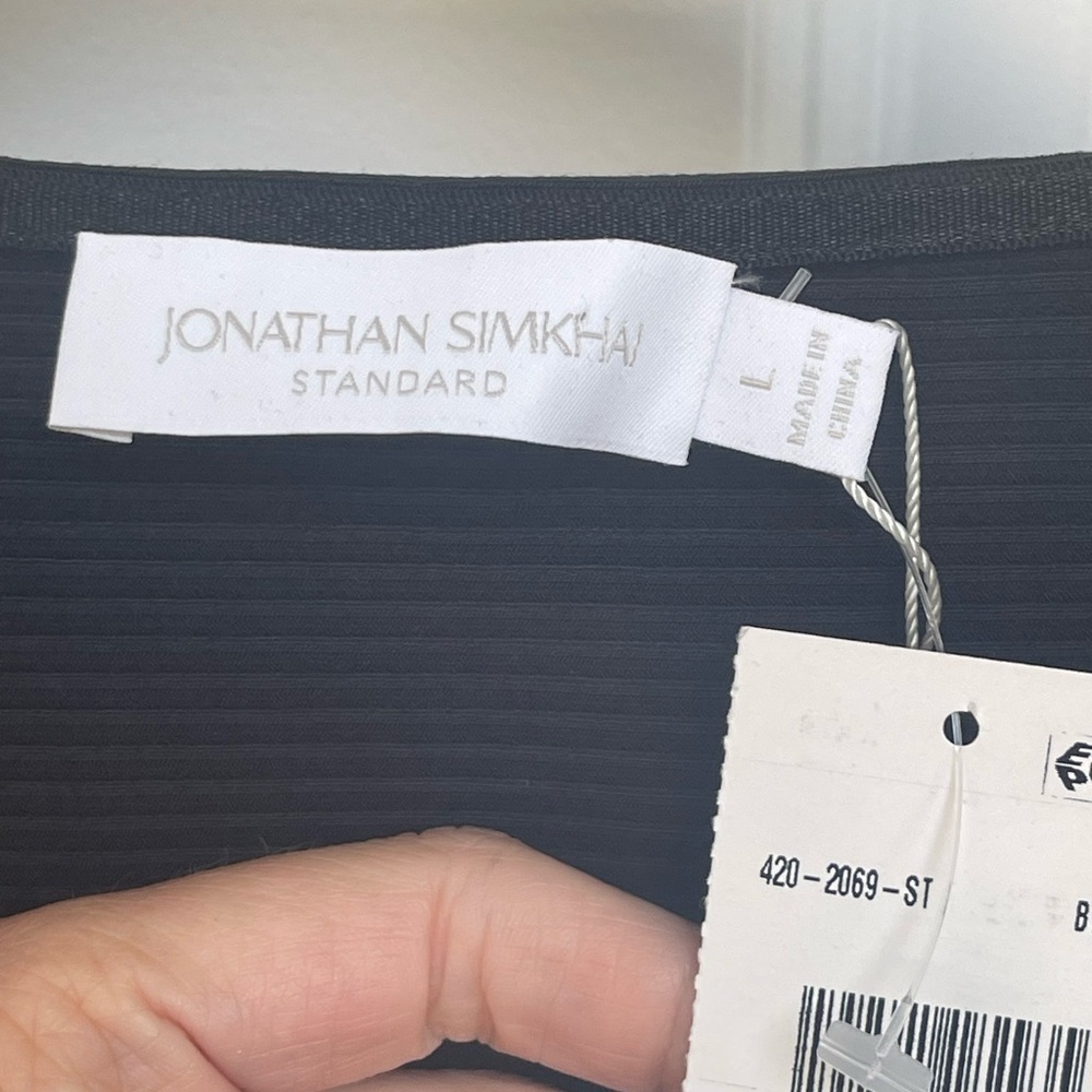 NEW Jonathan Simkhai {$225} Women's Black Ribbed Bustier Long-Sleeve Crop Top Lg - Picture 3 of 11